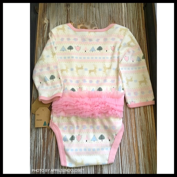 REINDEER HOLIDAY ONESIE CHRISTMAS BODYSUIT - Picture 5 of 7